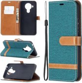 Voor Nokia 5.4 Kleuraanpassing Denim Textuur Horizontale Flip Leren Case met Houder & Kaartsleuven & Portemonnee & Lanyard (Groen)