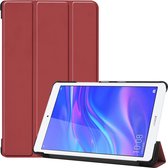 Custer textuur gekleurde tekening horizontale Flip PU lederen tas voor Huawei MediaPad M5 Lite 8.0, met drie vouwen houder (rode wijn)