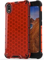 Voor Xiaomi Redmi 7A Honeycomb schokbestendige pc + TPU beschermhoes (rood)
