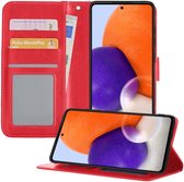 Samsung A72 Hoesje Book Case Hoes - Samsung Galaxy A72 Case Hoesje Wallet Cover - Samsung Galaxy A72 Hoesje - Rood