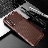 Voor VIVO Y70s koolstofvezel textuur schokbestendig TPU-hoesje (bruin)