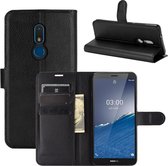 Voor Nokia C3 Litchi Texture Horizontale Flip Leren Case met Houder & Kaartsleuven & Portemonnee (Zwart)