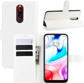 Voor Xiaomi Redmi 8 Litchi Texture Horizontale Flip Leather Case met Portemonnee & Houder & Kaartsleuven (Wit)
