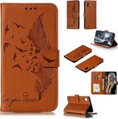 Veerpatroon Litchi Texture Horizontale Flip Leren Case met Portemonnee & Houder & Kaartsleuven voor Galaxy A10 (Bruin)