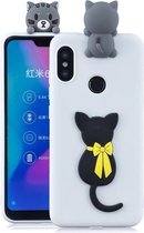 Voor Xiaomi Redmi 6 Pro 3D Cartoon patroon schokbestendig TPU beschermhoes (kleine zwarte kat)