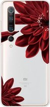 Voor Xiaomi Mi 10 5G schokbestendig geverfd TPU beschermhoes (rode bloem)