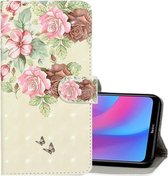 Voor Xiaomi Redmi 8A 3D Gekleurde Tekening Horizontale Flip PU Lederen Case met Houder & Kaartsleuven & Portemonnee (Grote Bloem Vlinder)