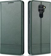 Voor Geschikt voor Xiaomi Redmi Note 9 / 10X AZNS Magnetische Kalf Textuur Horizontale Flip Leren Case met Kaartsleuven & Houder & Portemonnee (Drak Groen)