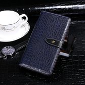 Voor Blackview BV6900 idewei Crocodile Texture Horizontale Flip Leather Case met houder & kaartsleuven & portemonnee (donkerblauw)