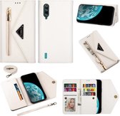 Voor Xiaomi Mi CC9 Skin Feel Rits Horizontale Flip Leren Case met Houder & Kaartsleuven & Fotolijst & Lanyard & Lang Touw (Wit)