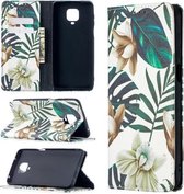 Voor Xiaomi Redmi Note 9 Pro Gekleurd tekeningpatroon Onzichtbaar magnetisch horizontaal Flip PU-lederen hoes met houder & kaartsleuven & portemonnee (rode bladeren)