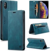 AutSpace A01 Retro Skin-feel Crazy Horse Texture Horizontale flip lederen tas met houder & kaartsleuven & portemonnee & RFID voor iPhone X / XS (blauw)