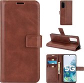 Voor Samsung Galaxy S20 FE Retro Kalfspatroon Gesp Horizontale Flip Leren Case met Houder & Kaartsleuven & Portemonnee (Donkerbruin)