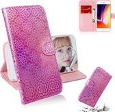 Voor iPhone 7/8 Effen Kleur Kleurrijke Magnetische Gesp Horizontale Flip PU Lederen Case met Houder & Kaartsleuven & Portemonnee & Lanyard (Roze)