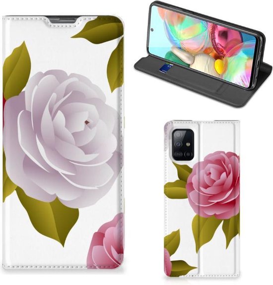 Telefoon Hoesje Cadeau voor haar Geschikt voor Samsung Galaxy A71 Wallet Flip Case Roses