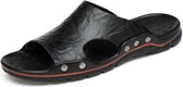 Heren Casual strandschoenen Slippers Microfiber-sandalen, maat: 42 (zwart)