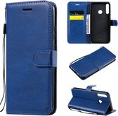 Voor Huawei P40 lite E / Y7p / Honor 9C Effen Kleur Horizontale Flip Beschermende Leren Case met Houder & Kaartsleuven & Portemonnee & Lanyard (Blauw)
