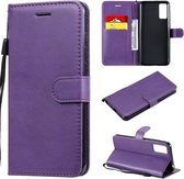 Voor Huawei Honor Play 4T Pro Effen Kleur Horizontale Flip Beschermende Leren Case met Houder & Kaartsleuven & Portemonnee & Lanyard (Paars)