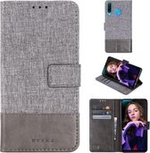 Voor Huawei P30 Lite MUXMA MX102 Horizontale flip canvas lederen tas met standaard & kaartsleuf & portemonnee-functie (grijs)