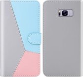 Voor Galaxy S8 + Tricolor Stitching Horizontale Flip TPU + PU lederen tas met houder & kaartsleuven en portemonnee (grijs)