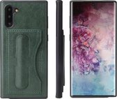 Voor Galaxy Note10 Fierre Shann Volledige dekking beschermende lederen tas met houder en kaartsleuf (groen)