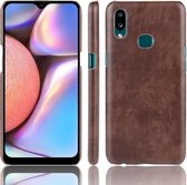 Voor Galaxy A10s schokbestendige Litchi-textuur pc + PU-hoes (bruin)