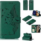 Veerpatroon Litchi Texture Horizontale Flip Leren Case met Portemonnee & Houder & Kaartsleuven voor Galaxy A60 (Groen)