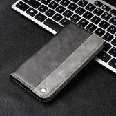 Voor Samsung Galaxy S21 Ultra 5G Business effen kleur stiksels horizontale flip lederen tas met houder en kaartsleuven (grijs)