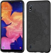 Reliëf Mandala-patroon Magnetische pc + TPU + stof schokbestendige hoes voor Galaxy A10, met draagkoord (zwart)