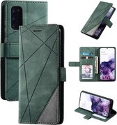 Voor Samsung Galaxy S20 Plus Skin Feel Splicing Horizontaal Flip Leather Case met houder & kaartsleuven & portemonnee & fotolijst (groen)