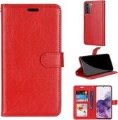 Voor Samsung Galaxy S21 + 5G Pure Color Horizontale Flip PU lederen tas met houder & kaartsleuven & portemonnee & fotolijst (rood)