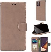 Voor Samsung Galaxy Note20 Ultra Retro Frosted Horizontale Flip PU lederen tas met houder & kaartsleuven & portemonnee & fotolijst (beige)