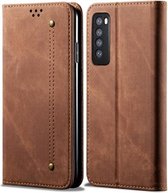 Voor Huawei Nova 7 Denim Textuur Casual Stijl Horizontale Flip Leren Case met Houder & Kaartsleuven & Portemonnee (Bruin)