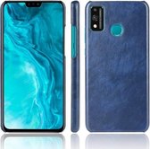 Voor Huawei Honor 9X Lite Shockproof Litchi Texture PC + PU Case (Blauw)