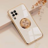 Voor Huawei nova 6 SE 6D Galvaniseren Volledige dekking Siliconen beschermhoes met magnetische ringhouder (lichtroze)