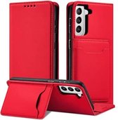 Voor Samsung Galaxy S21 5G Sterk magnetisme Vloeibaar gevoel Horizontale flip lederen tas met houder & kaartsleuven en portemonnee (rood)