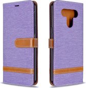 Voor LG K51 Kleuraanpassing Denim Textuur Horizontale Flip Leren Case met Houder & Kaartsleuven & Portemonnee & Lanyard (Paars)