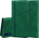 Voor Xiaomi Redmi Note 7 Frosted Business Magnetische horizontale flip PU lederen tas met houder en kaartsleuf en lanyard (groen)