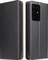 Voor Galaxy S20 Ultra Fierre Shann PU lederen textuur horizontale flip lederen tas met houder & kaartsleuven & portemonnee (zwart)