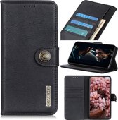 Voor LG Velvet KHAZNEH Koeienhuid Textuur Horizontale Flip Leren Case met Houder & Kaartsleuven & Portemonnee (Zwart)