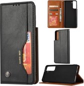 Voor Samsung Galaxy S21 5G Kneed Huidtextuur Horizontale Flip Leren Case met Fotolijst & Houder & Kaartsleuven & Portemonnee (Zwart)