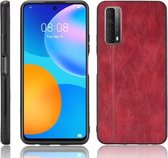 Voor Huawei Y7a / P Smart 2021 Schokbestendig Naaien Koe Patroon Huid PC + PU + TPU Case (Rood)