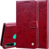 Voor Huawei P40 lite E Zakelijke Stijl Olie Wax Textuur Horizontale Flip Lederen Case met Houder & Kaartsleuven & Portemonnee (Bruin Rood)