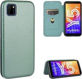 Voor Huawei Y5p / Honor 9S Koolstofvezel Textuur Magnetisch Horizontaal Flip TPU + PC + PU lederen tas met kaartsleuf (groen)