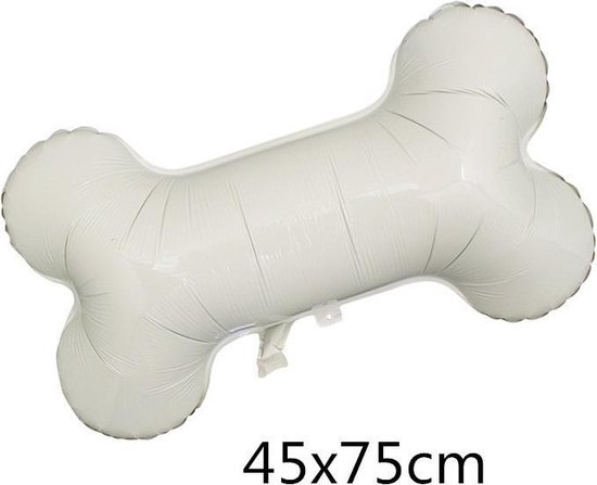 XL Folie ballon in de vorm van een honden bot ivoorkleurig 45 x 75 cm