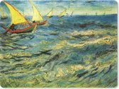 Muismat Vincent van Gogh 2 - Vissersboten op zee - Schilderij van Vincent van Gogh muismat rubber - 23x19 cm - Muismat met foto