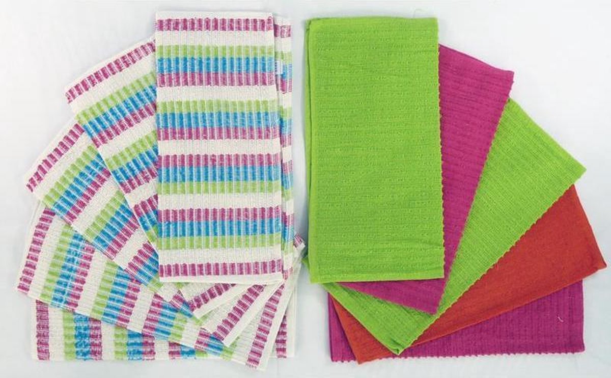 Towelogy® 5-pack katoenen vaatdoeken wafelweefsel wit super absorberend pluisvrij snel droog gestreepte keuken theedoeken vaatdoeken voor afwassen machine wasbaar 35 x 40 cm (wit groen/gele strepen Towelogy® 5-pack katoenen vaatdoeken wafelweefsel wit super absorberend pluisvrij snel droog gestreepte keuken theedoeken vaatdoeken voor afwassen machine wasbaar 35 x 40 cm (wit groen/gele strepen