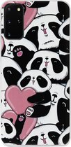 - ADEL Siliconen Back Cover Softcase Hoesje Geschikt voor Samsung Galaxy S20 FE - Panda Hartjes