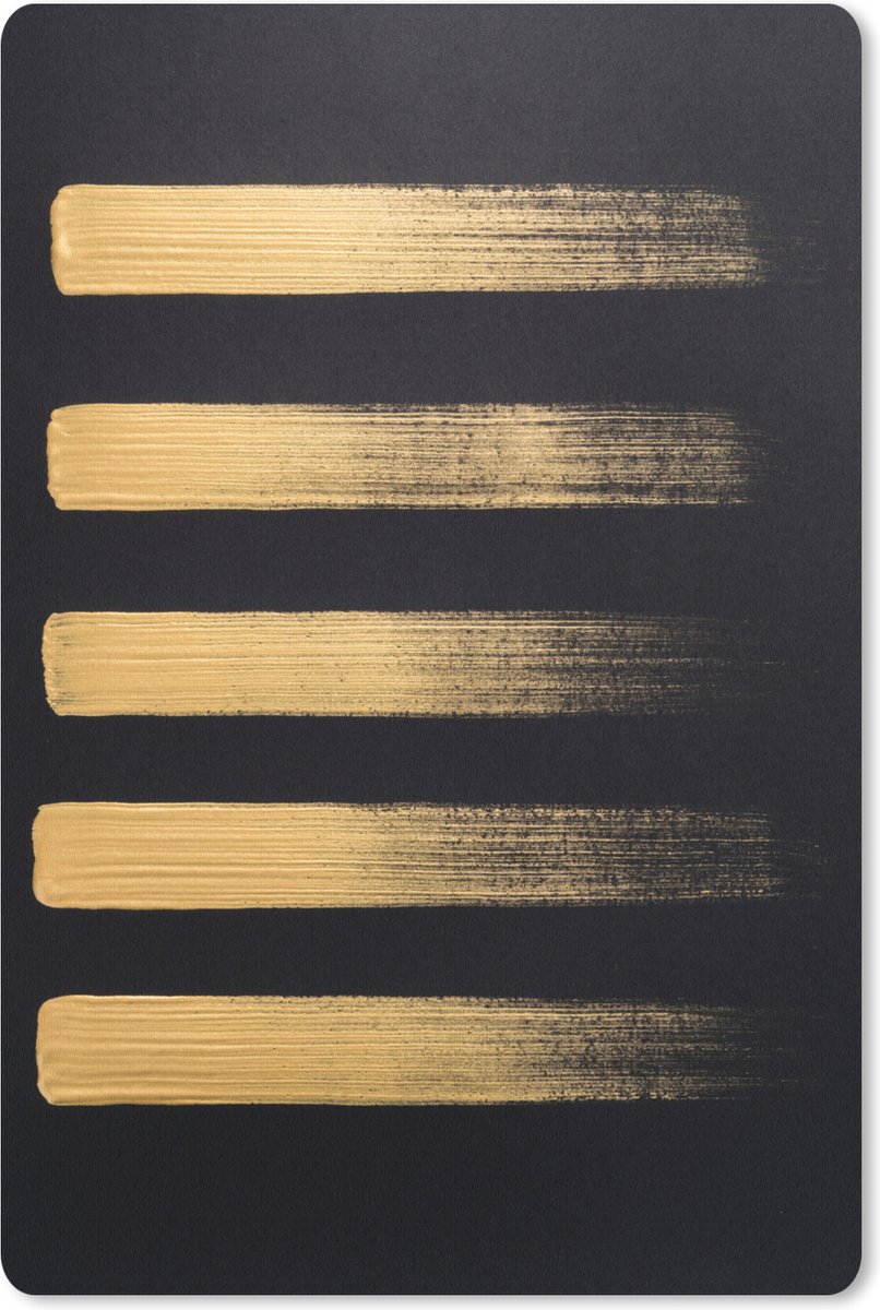 Muismat Goud Geverfd - Gouden strepen op zwart papier muismat rubber - 40x60 cm - Muismat met foto