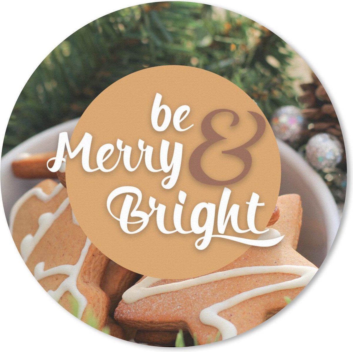 Muismat rond 30x30 cm - Mousepad Quotes - Spreuken - 'Be merry & bright' - Ronde muismatten
